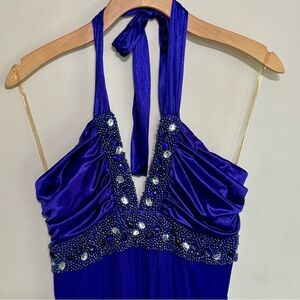 My Michelle Beaded halter top hi/lo dress Royal Purple Size M